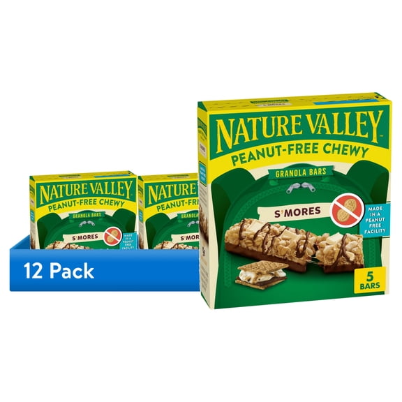 (12 pack) Nature Valley Peanut-Free Chewy Granola Bars, S'mores, 5 Bars, 4.6 oz