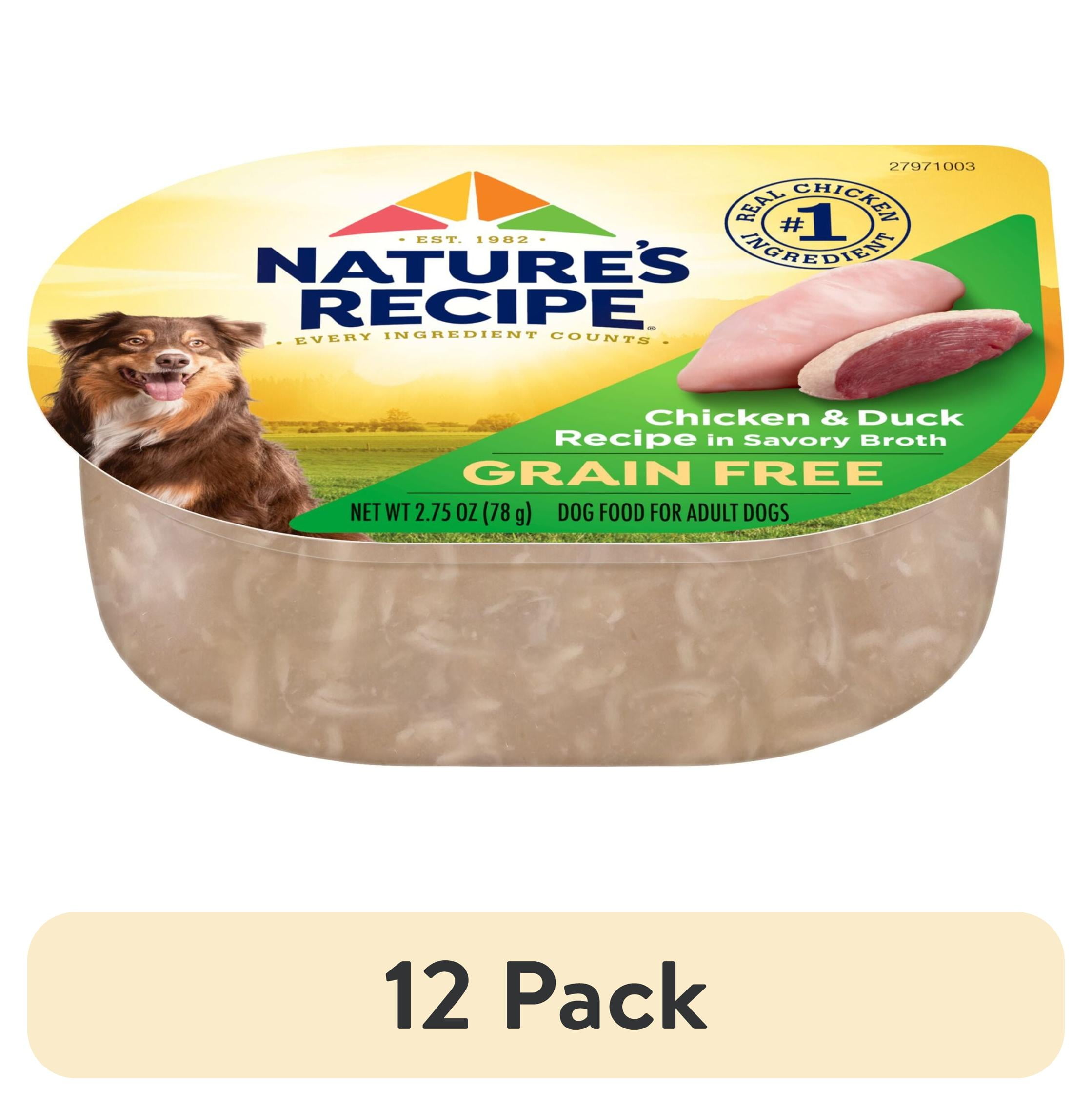 (12 pack) Nature's Recipe Grain Free Chicken & Duck in Savory Broth Wet Dog Food, 2.75 oz Cup