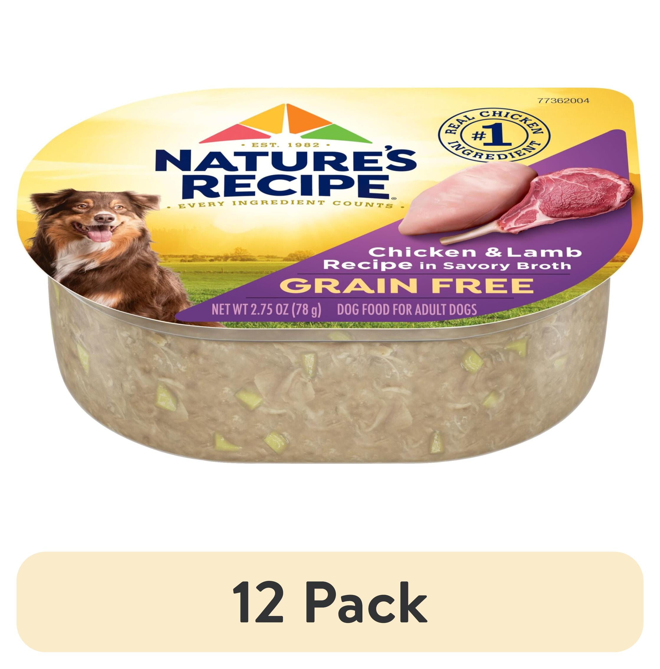 (12 pack) Nature's Recipe Grain Free Chicken & Lamb in Savory Broth Wet Dog Food, 2.75 oz Cup