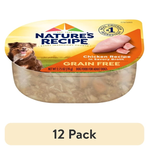 (12 pack) Nature's Recipe Grain Free Chicken Recipe in Savory Broth Wet Dog Food, 2.75 oz Cup