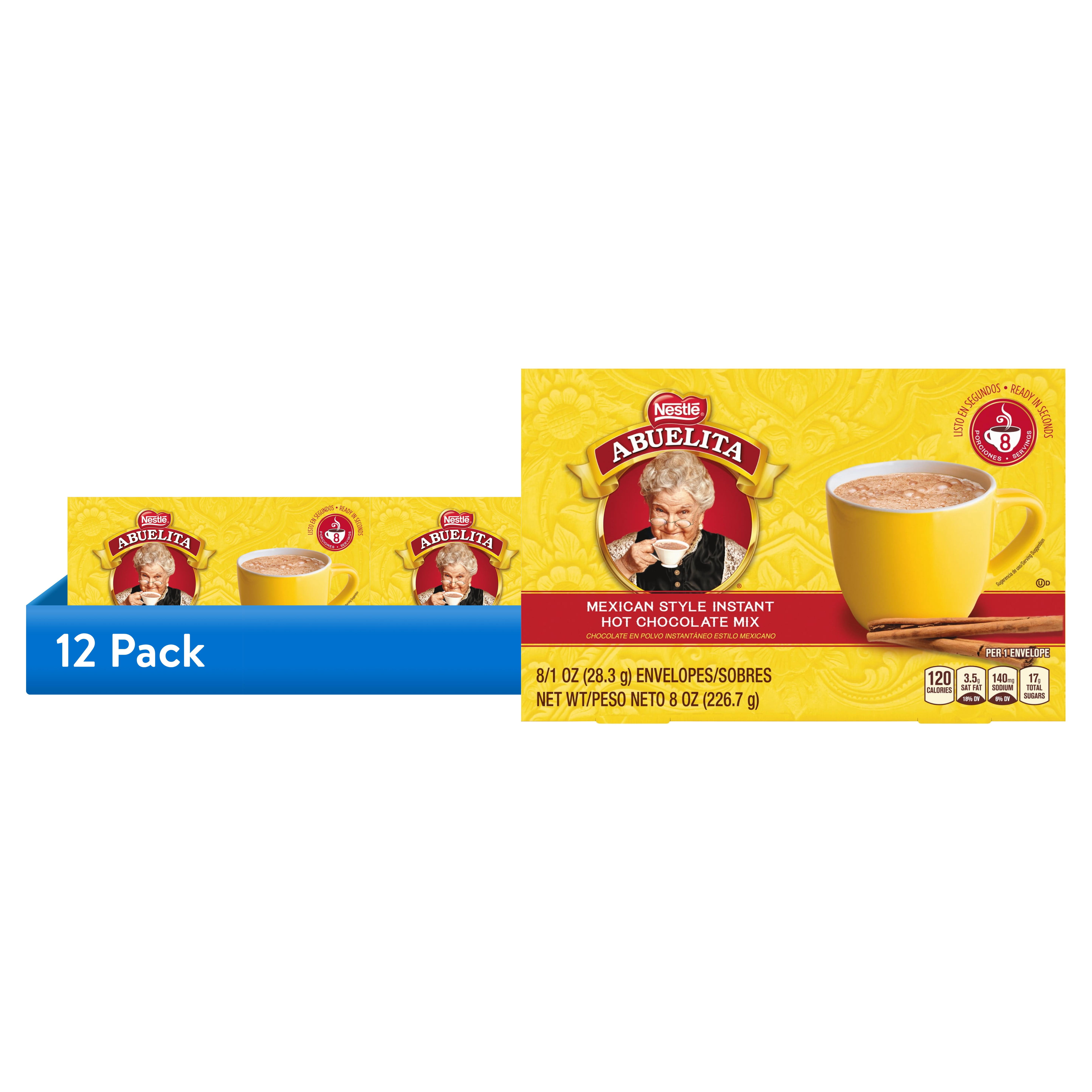 (12 pack) Nestle Abuelita Mexican Style Instant Hot Chocolate Cinco de Mayo Food Drink Mix, 8 oz, 8 Packets Per Box​