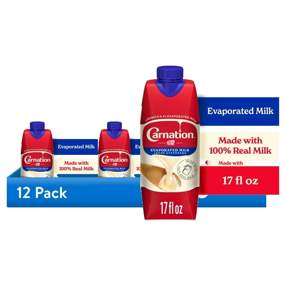 (12 pack) Nestle Carnation Vitamin D Added Evaporated Milk for Valentine's Day Treats and Baking, 17 fl Oz Carton