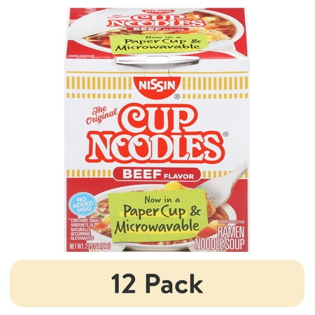 (12 pack) Nissin Foods The Original Cup Noodles Ramen Noodle Soup, Beef Flavor, 2.25 oz Cup, Shelf-Stable