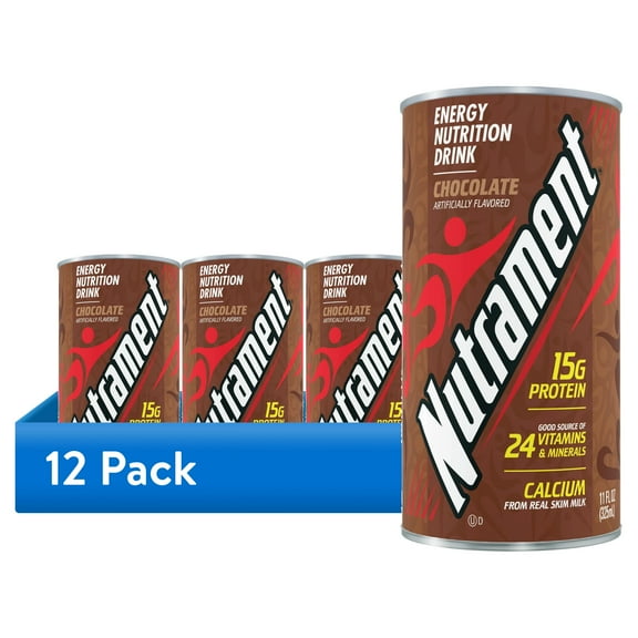 (12 pack) Nutrament Chocolate Nutrition Drink, Energy Drink with Vitamins, Minerals and Protein, 11 fl oz Can
