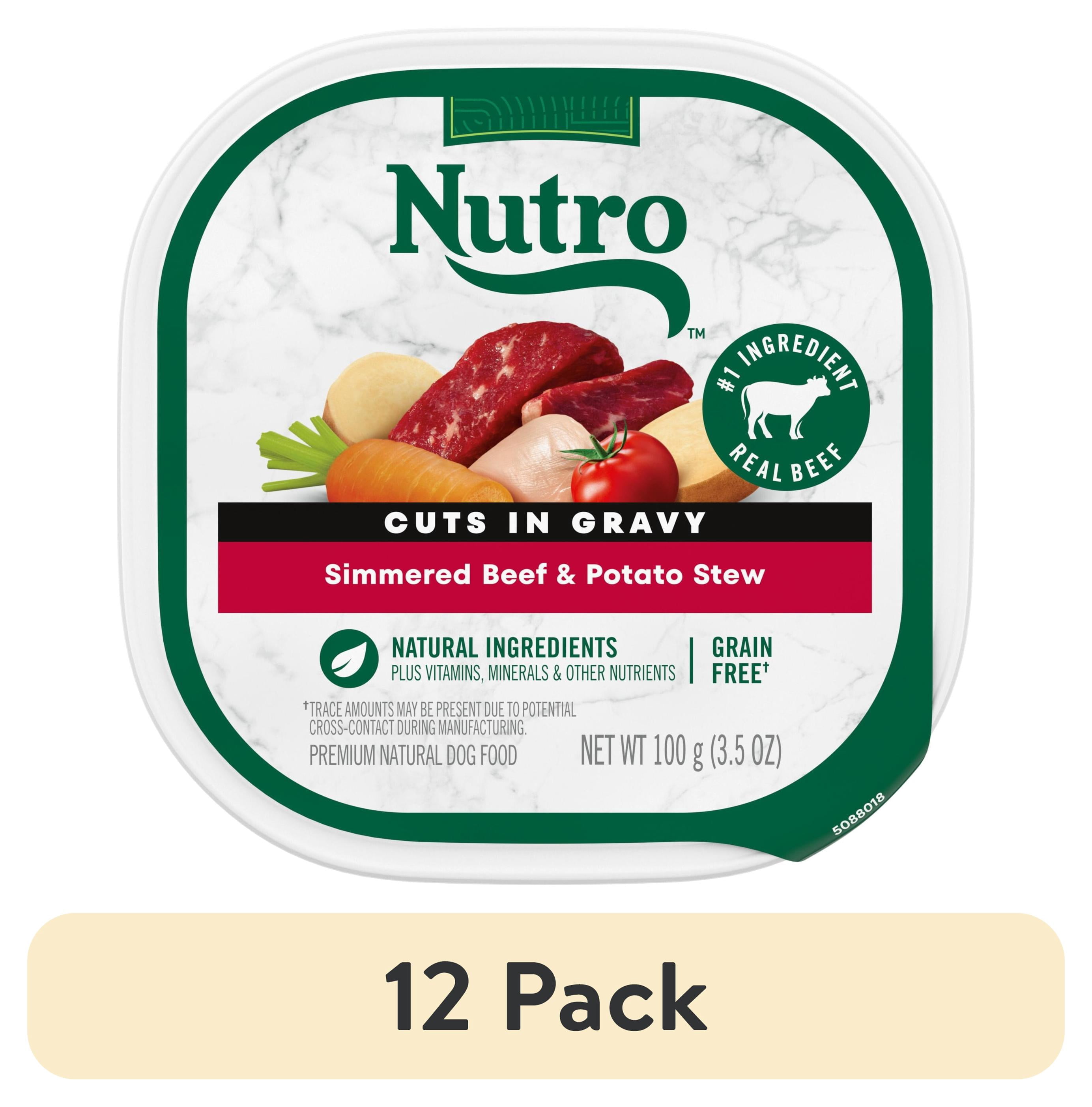 (12 pack) Nutro Cuts In Gravy Simmered Beef & Potato Stew Wet Dog Food For Adult Dog, 3.5 Oz Tray