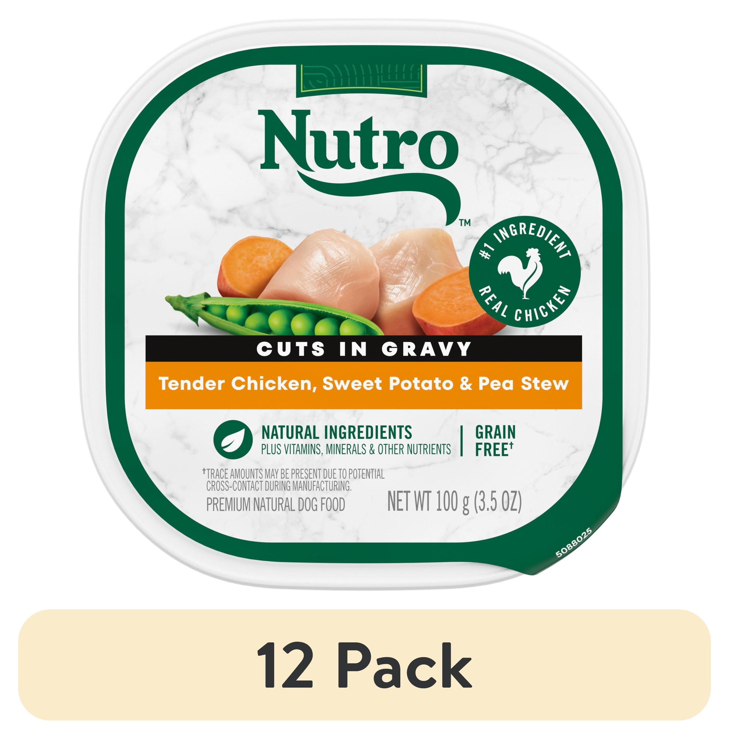 (12 pack) Nutro Cuts In Gravy Tender Chicken, Sweet Potato & Pea Stew Natural Wet Dog Food, 3.5 Oz Tray