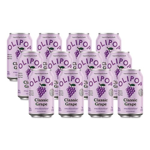 (12 pack) OLIPOP Prebiotic Soda, Classic Grape, 12 fl oz, Pantry Packs