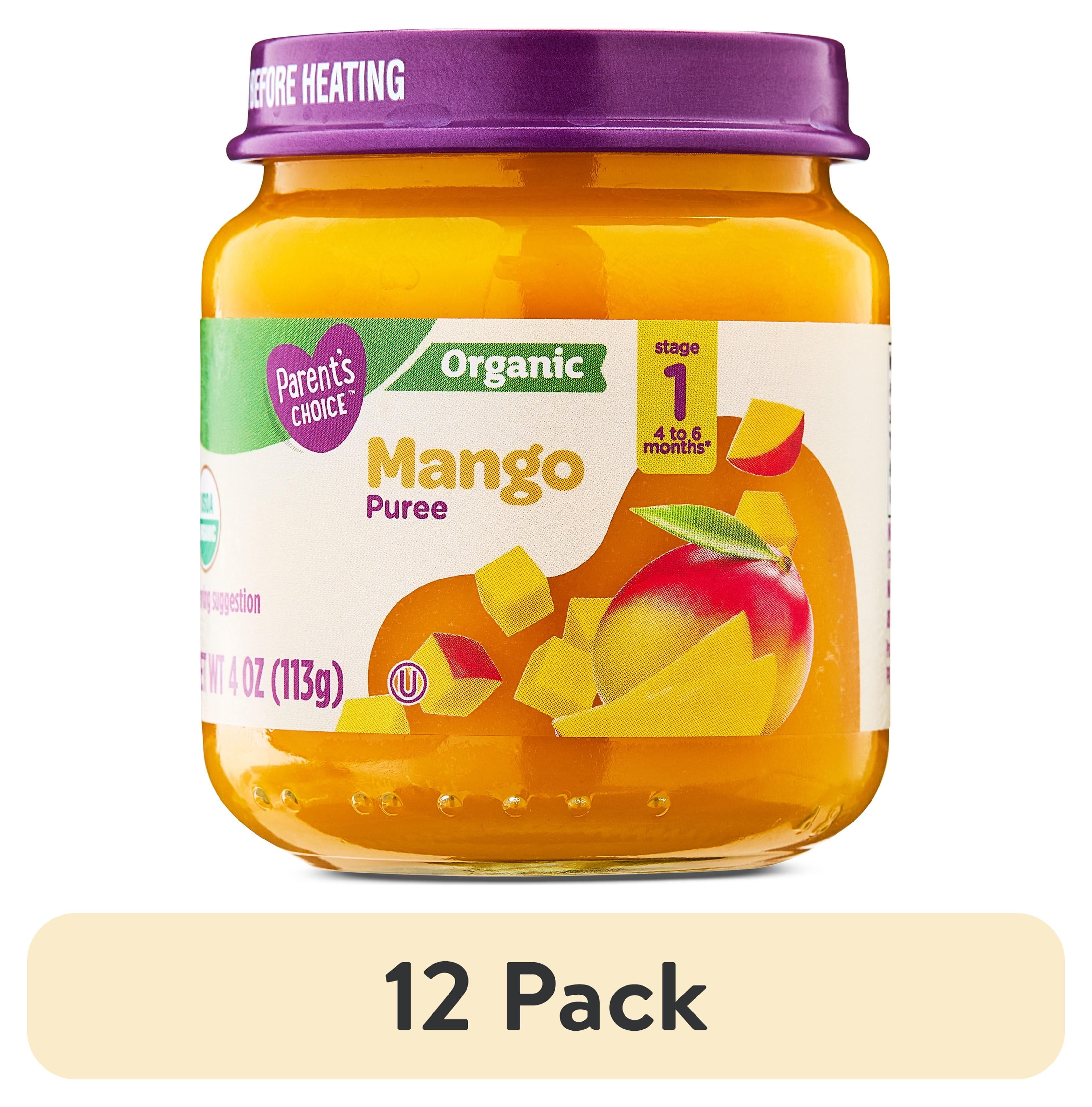 (12 pack) Parent's Choice Organic Stage 1 Baby Food Mango, 4 oz Jar