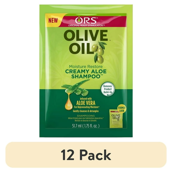 (12 pack) ORS Olive Oil Moisturizing Creamy Aloe Shampoo Pocket For All Hair Types - Unisex (1.70 oz)