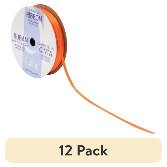 (12 pack) Offray 1/8" Torrid Orange Double Face Satin Ribbon, 10 Yards, 1 Each