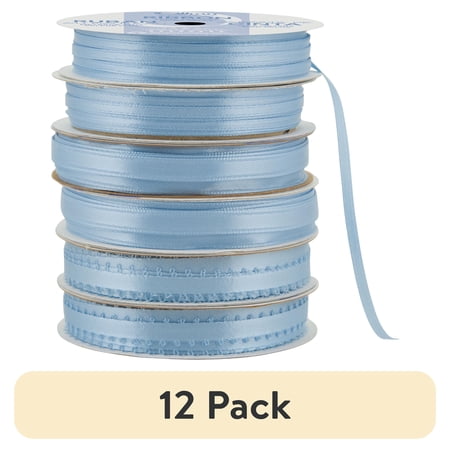 (12 pack) Offray 1/8"x10' Double Face Satin Ribbon-Powder Blue