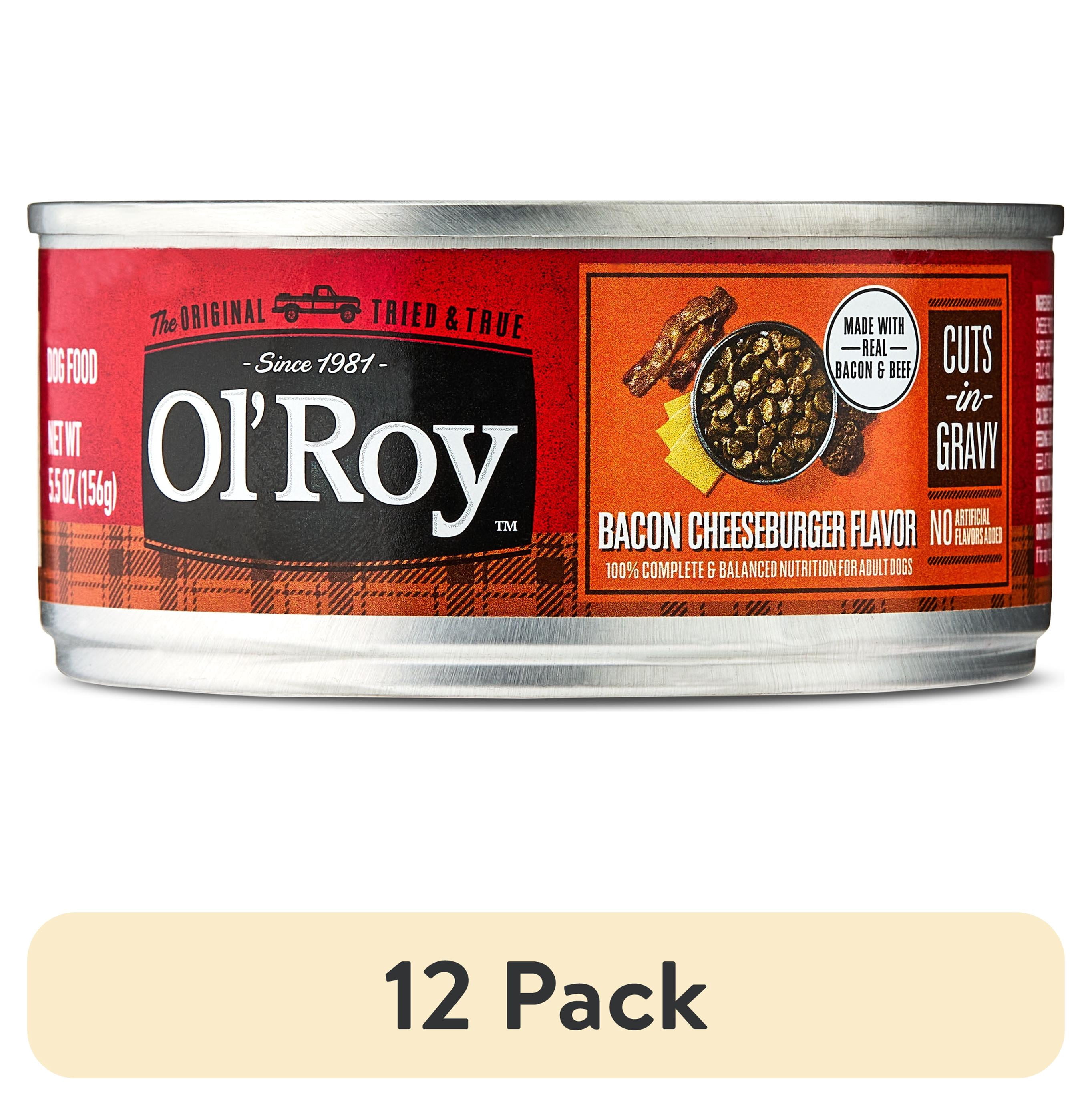(12 pack) Ol' Roy Cuts in Gravy Wet Dog Food, Bacon Cheeseburger Flavor, 5.5 oz Can