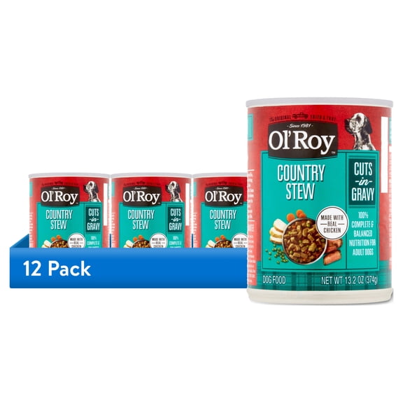(12 pack) Ol' Roy Country Chicken Stew Flavor Cuts in Gravy Wet Dog Food, 13.2 oz Can