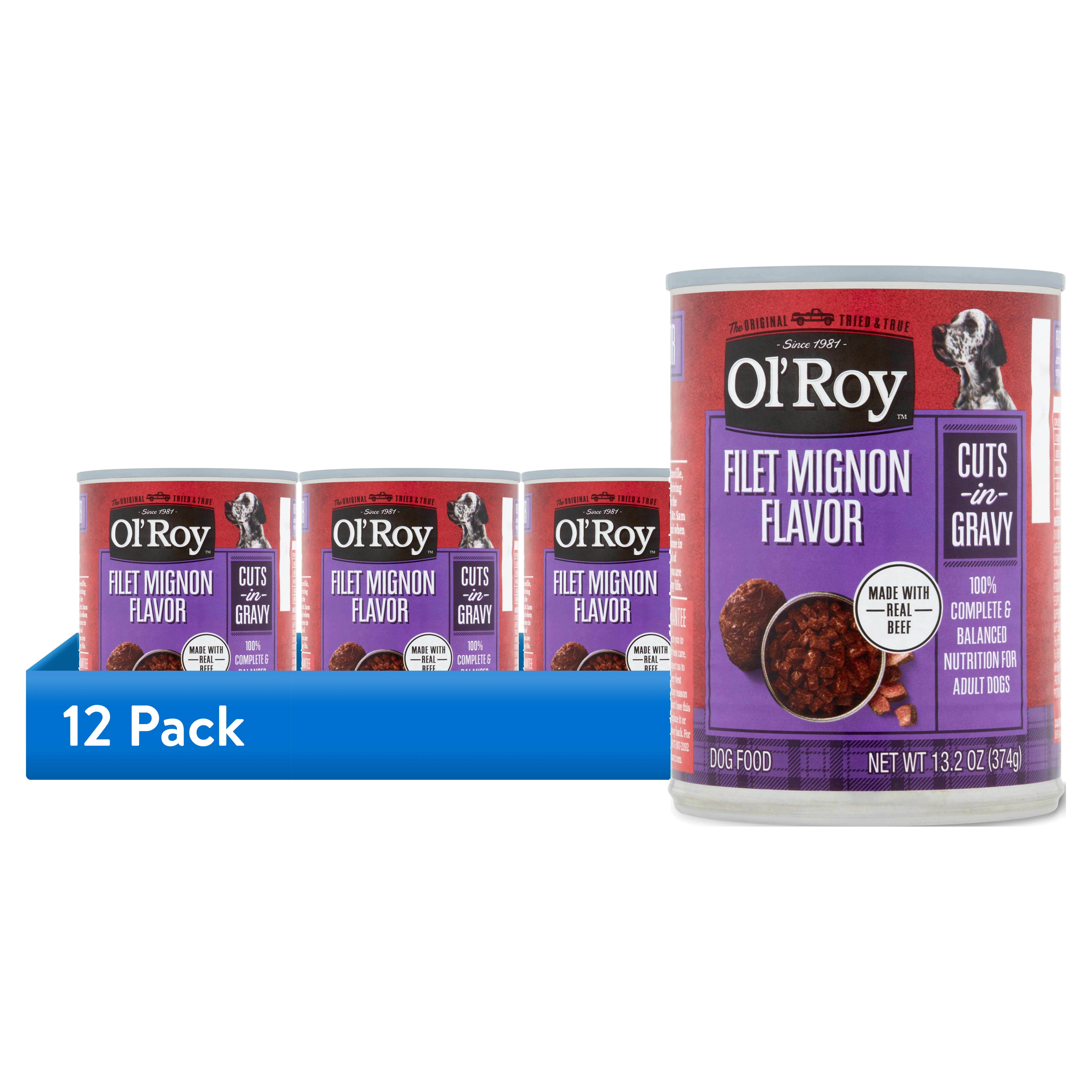 (12 pack) Ol' Roy Filet Mignon Flavor Cuts in Gravy Wet Dog Food, 13.2 oz Can