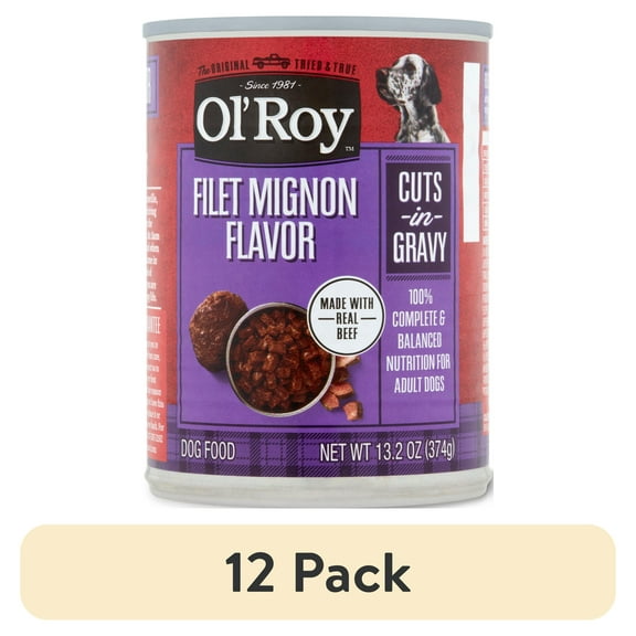 (12 pack) Ol' Roy Filet Mignon Flavor Cuts in Gravy Wet Dog Food, 13.2 oz Can