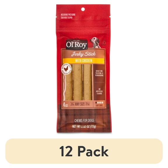 (12 pack) Ol' Roy Jerky Stick with Chicken, 2.52 oz, 4 Count