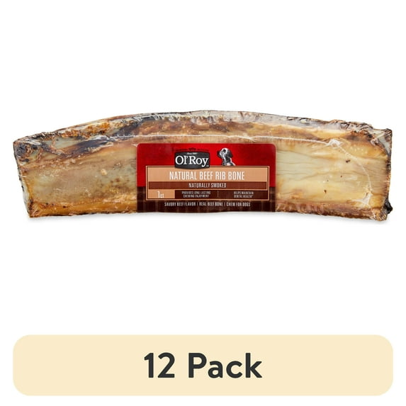 (12 pack) Ol' Roy Natural Beef Dry Rib Bone Chew for Dogs, 1 Count