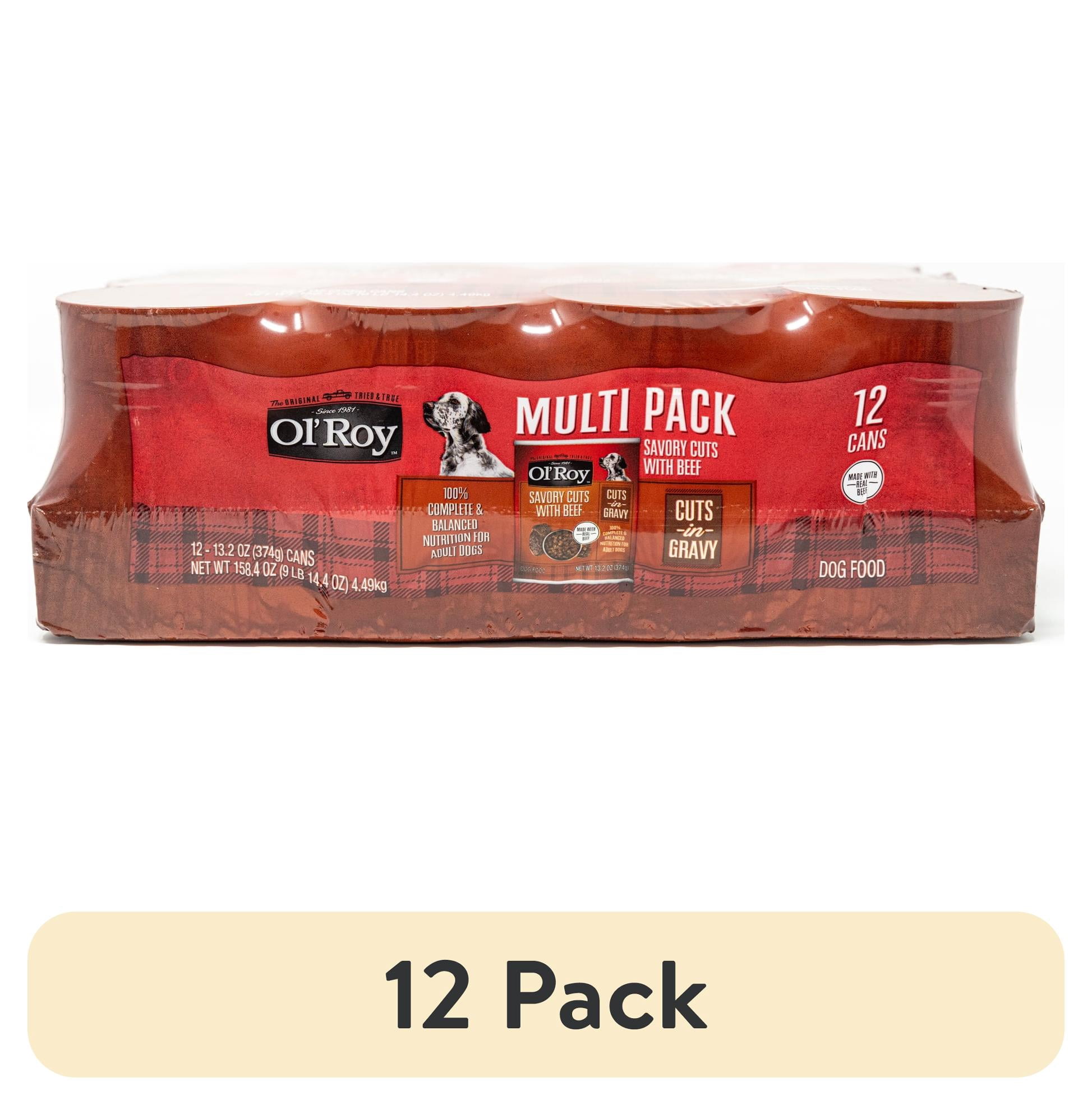 (12 pack) Ol' Roy Savory Cuts with Beef in Gravy Wet Dog Food, 13.2 oz Cans, 12 Pack
