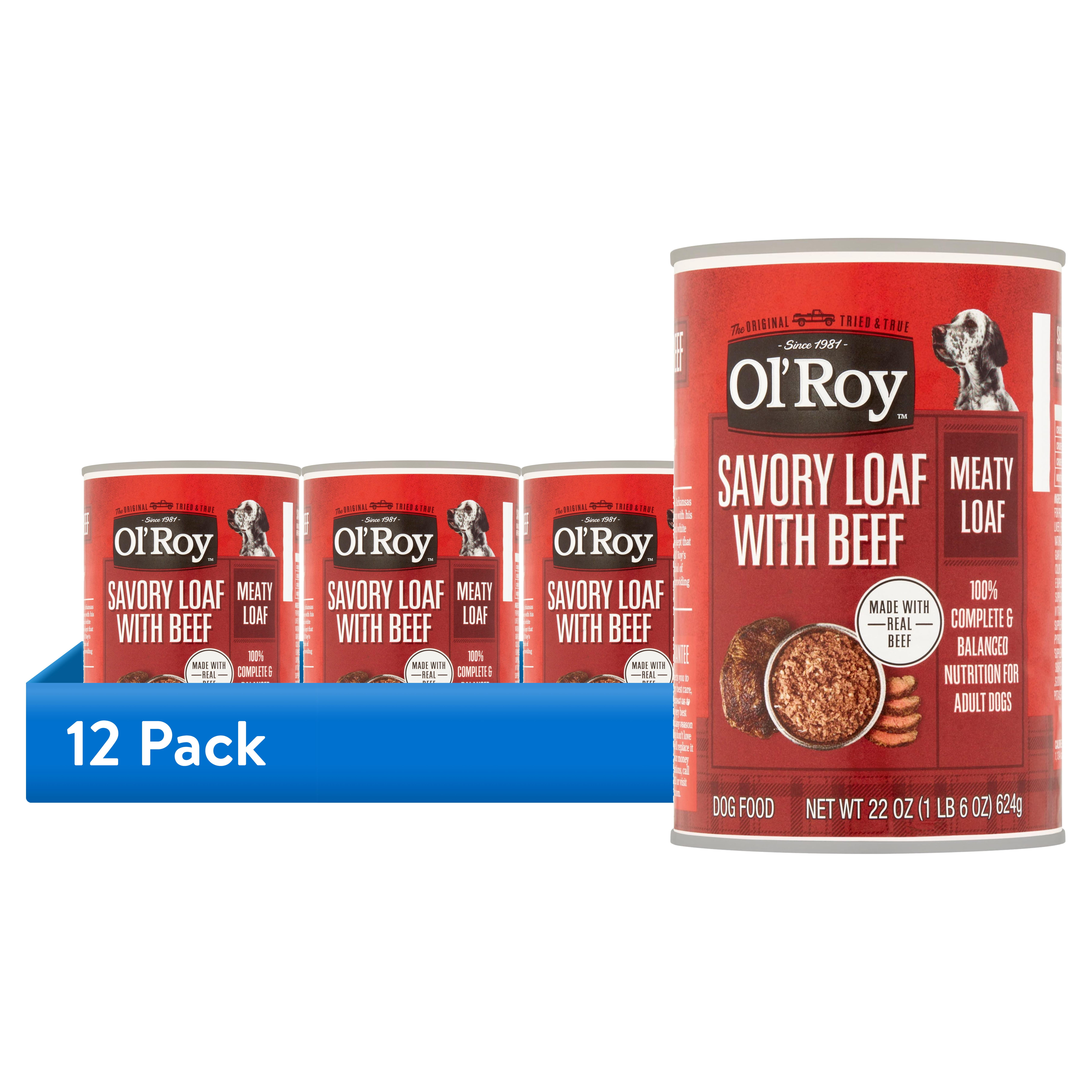 12 pack) Ol' Roy Savory Loaf with Beef Wet Dog Food, 22 oz