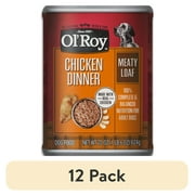 12 pack Ol Roy Savory Loaf with Chicken Meaty Pate Wet Dog Food, 22 oz Can