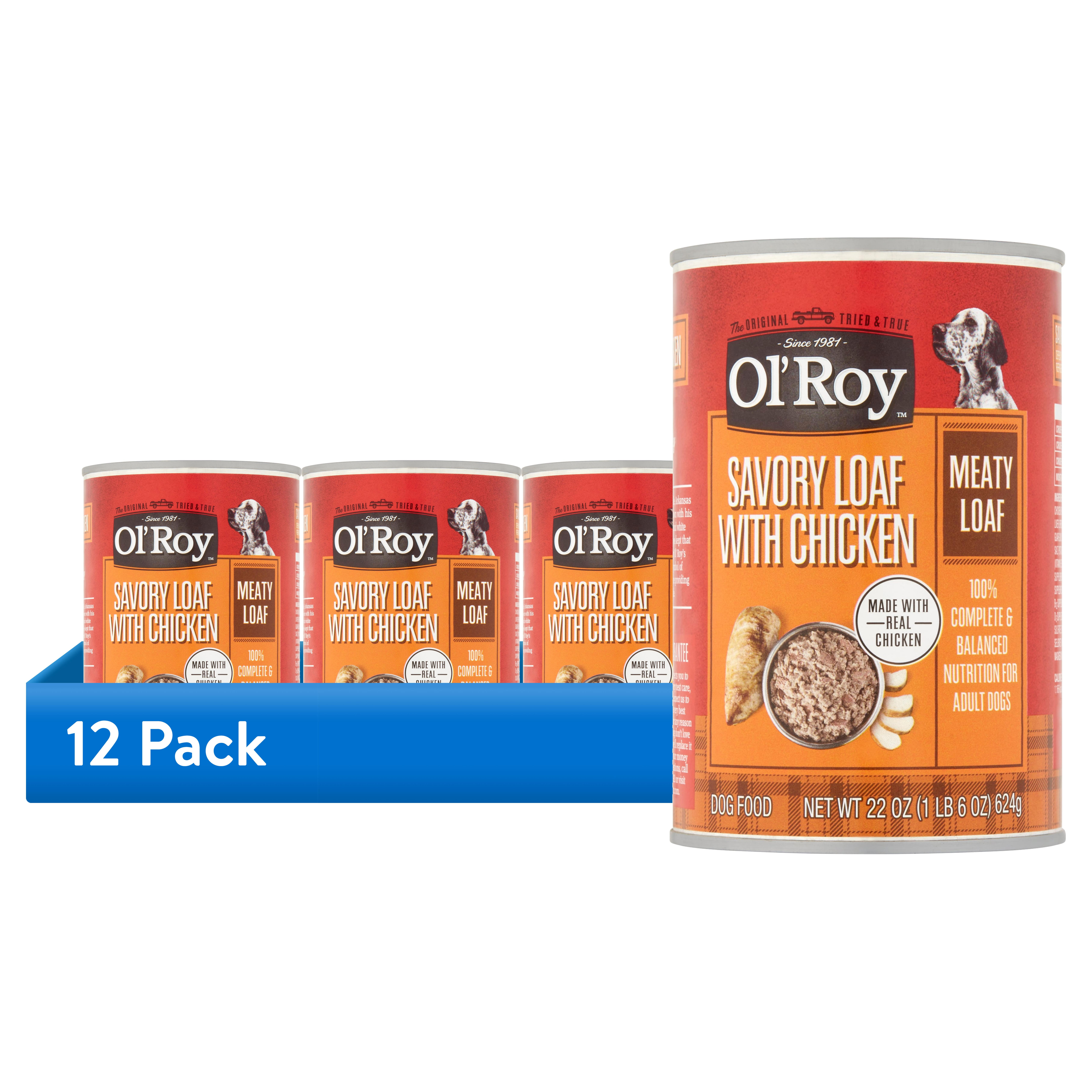 (12 pack) Ol' Roy Savory Loaf with Chicken Meaty Pate, Wet Dog Food, 22 oz Can