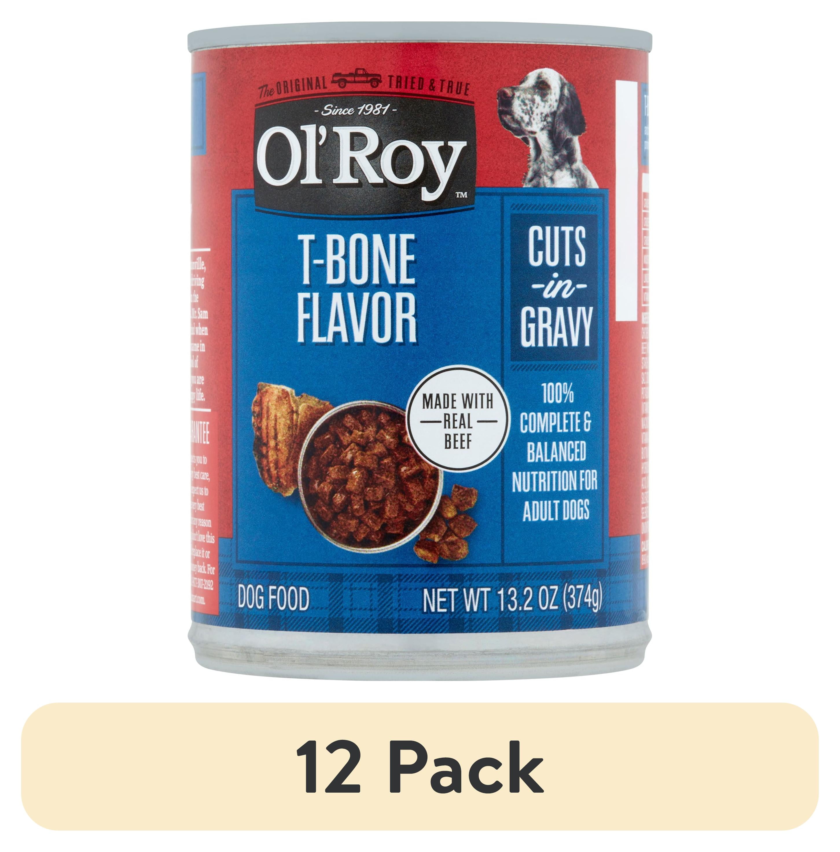 (12 pack) Ol' Roy T-Bone Flavor Cuts in Gravy Wet Dog Food, 13.2 oz Can