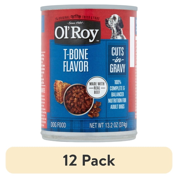 (12 pack) Ol' Roy T-Bone Flavor Cuts in Gravy Wet Dog Food, 13.2 oz Can