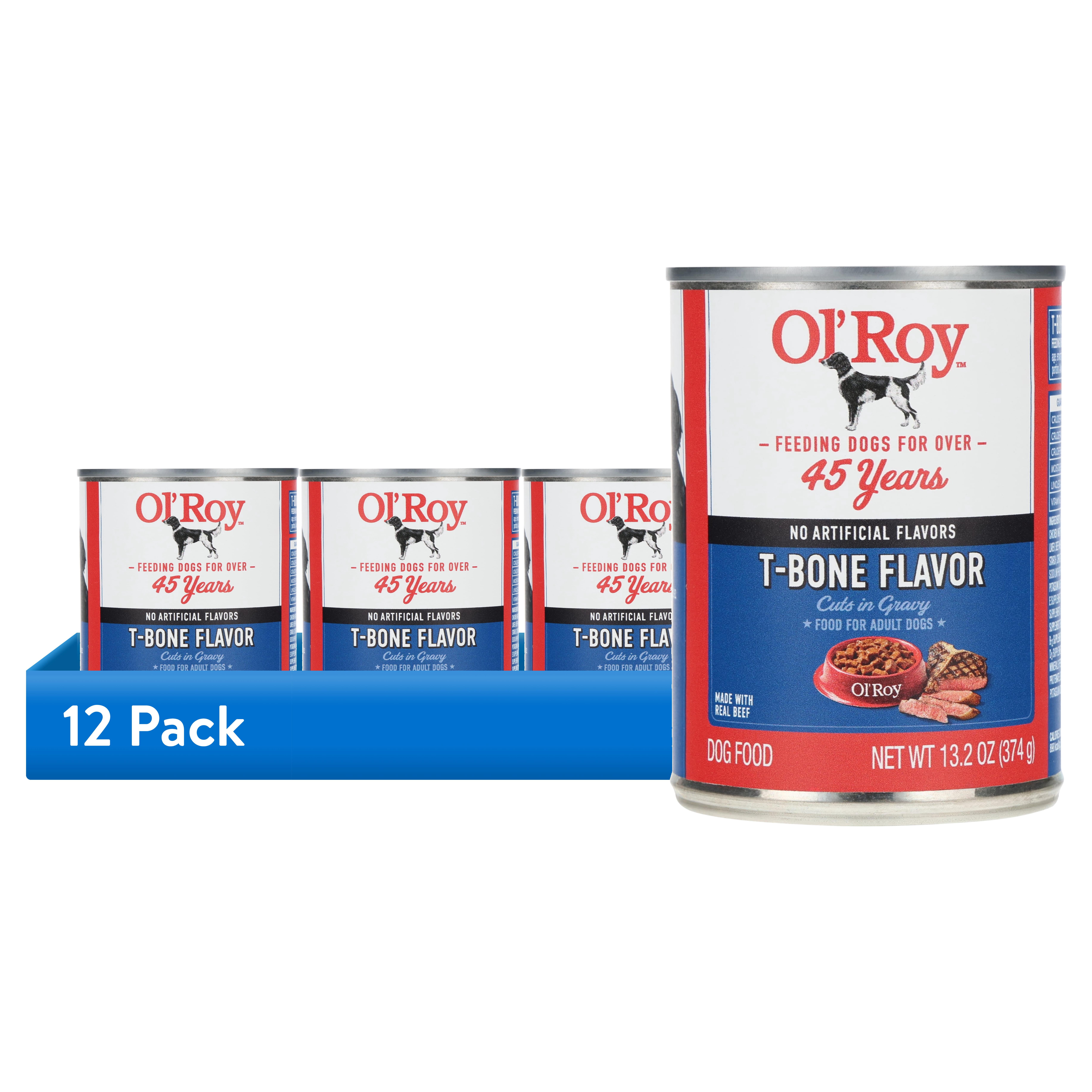 (12 pack) Ol' Roy T-Bone Flavor Cuts in Gravy Wet Dog Food, 13.2 oz Can