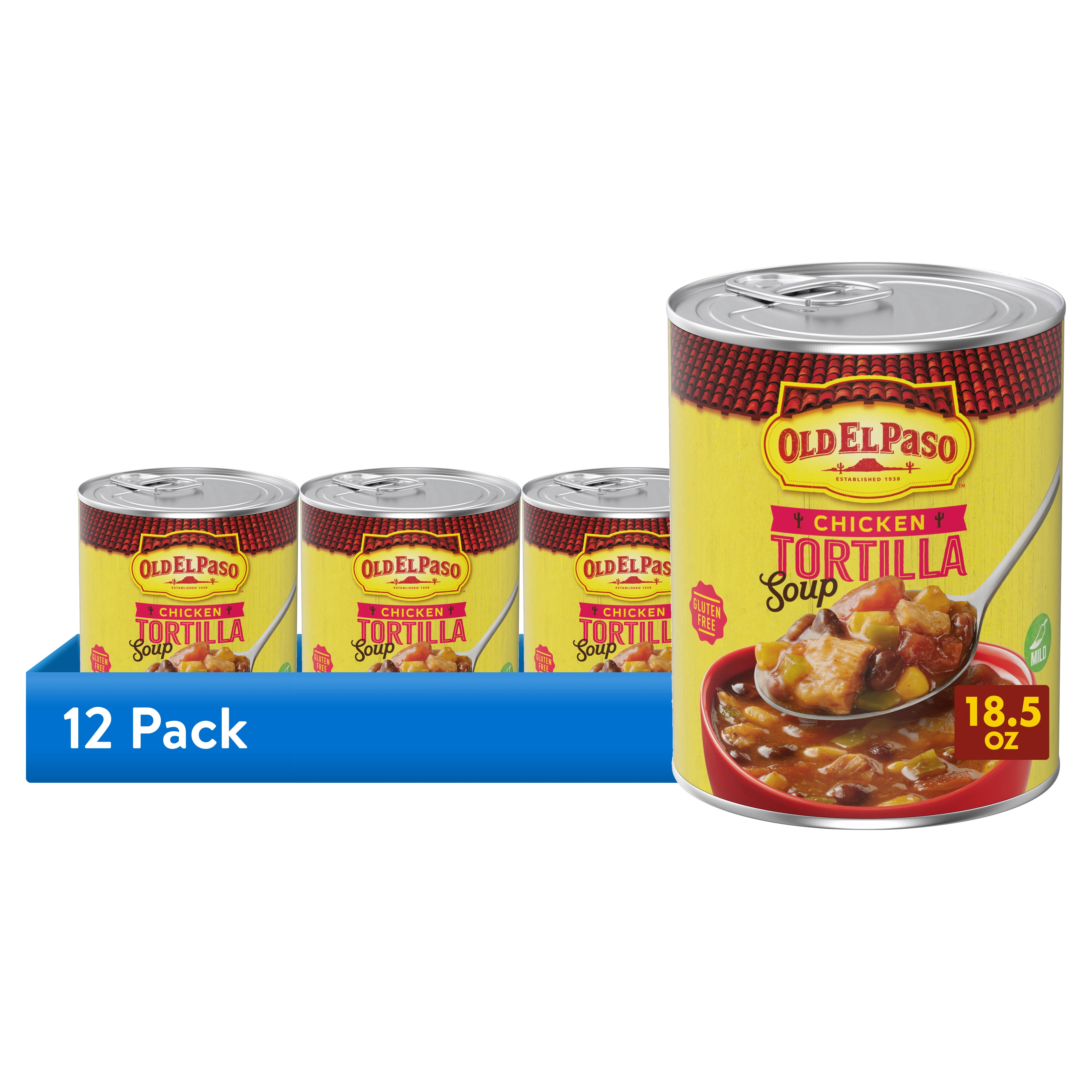 (12 pack) Old El Paso Chicken Tortilla Soup, Ready to Serve Canned Soup, 18.5 oz