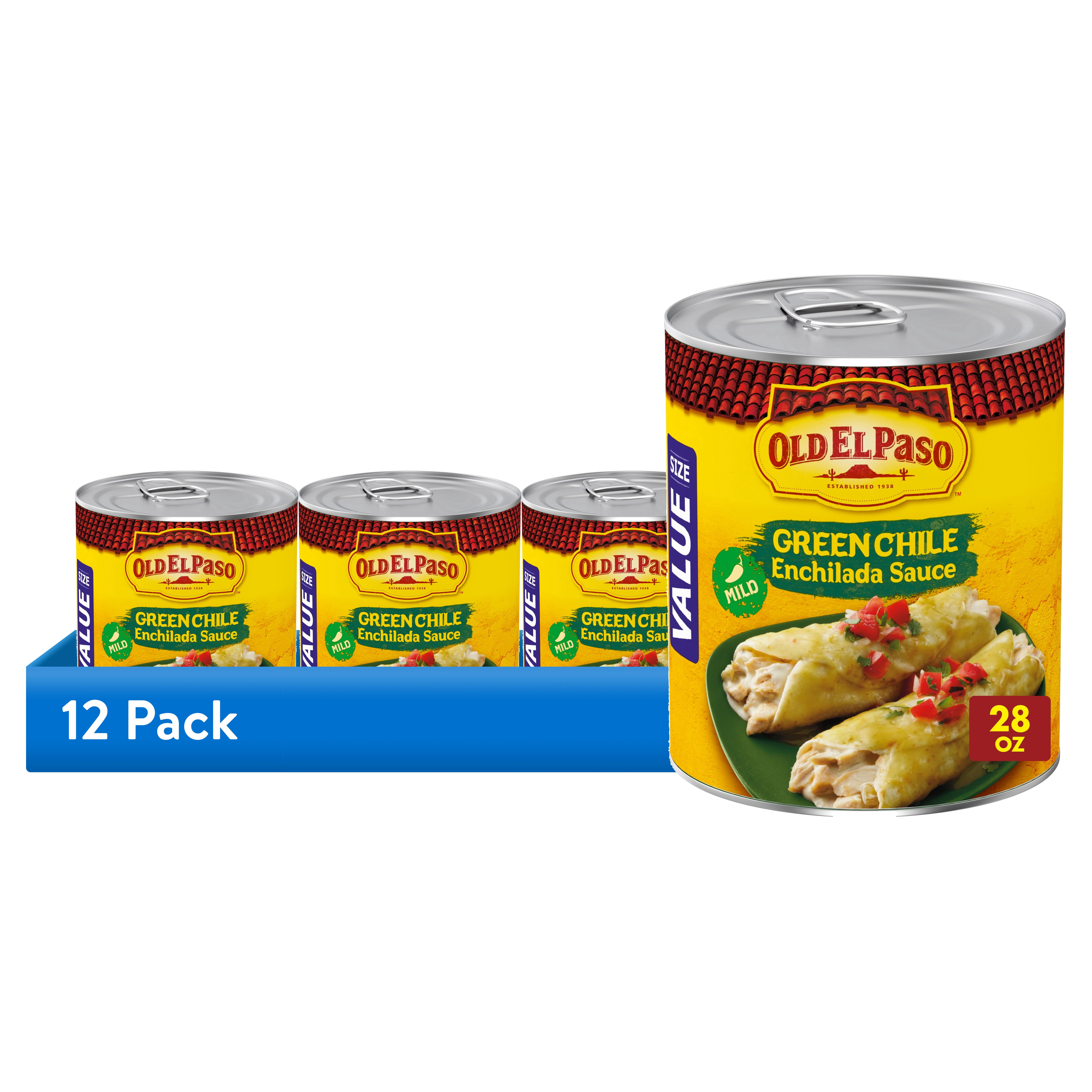(12 pack) Old El Paso Mild Green Chile Enchilada Sauce, Value Size, 28 oz.