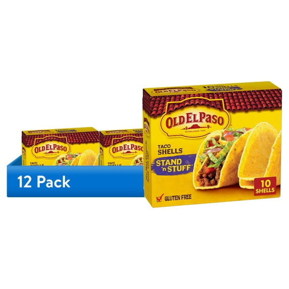 (12 pack) Old El Paso Stand 'N Stuff Taco Shells, Gluten Free, Meal Prep, 10 Count, 4.7 oz