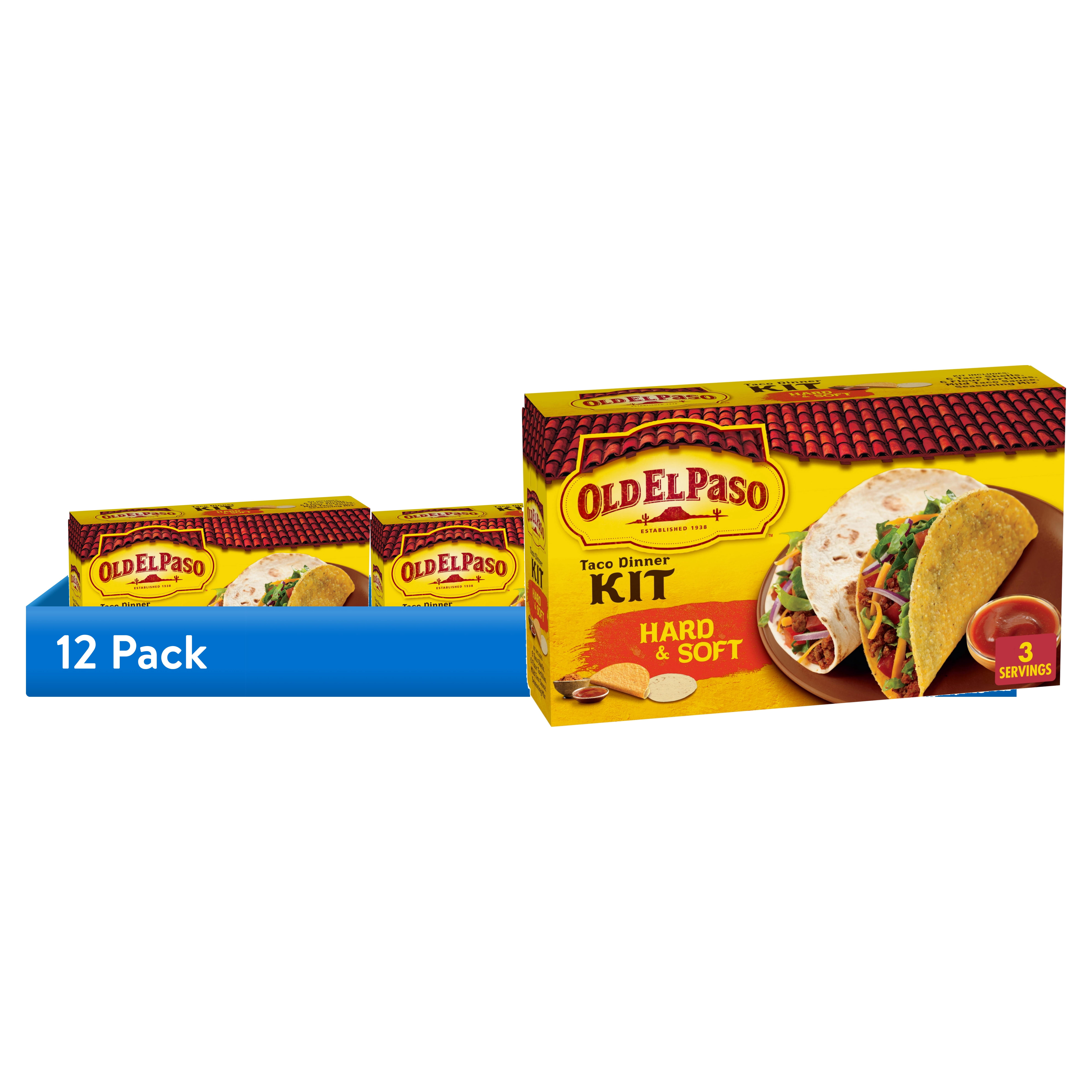 (12 pack) Old El Paso Hard and Soft Taco Dinner Kit, Meal Prep, 12 Ct, 11.4 oz