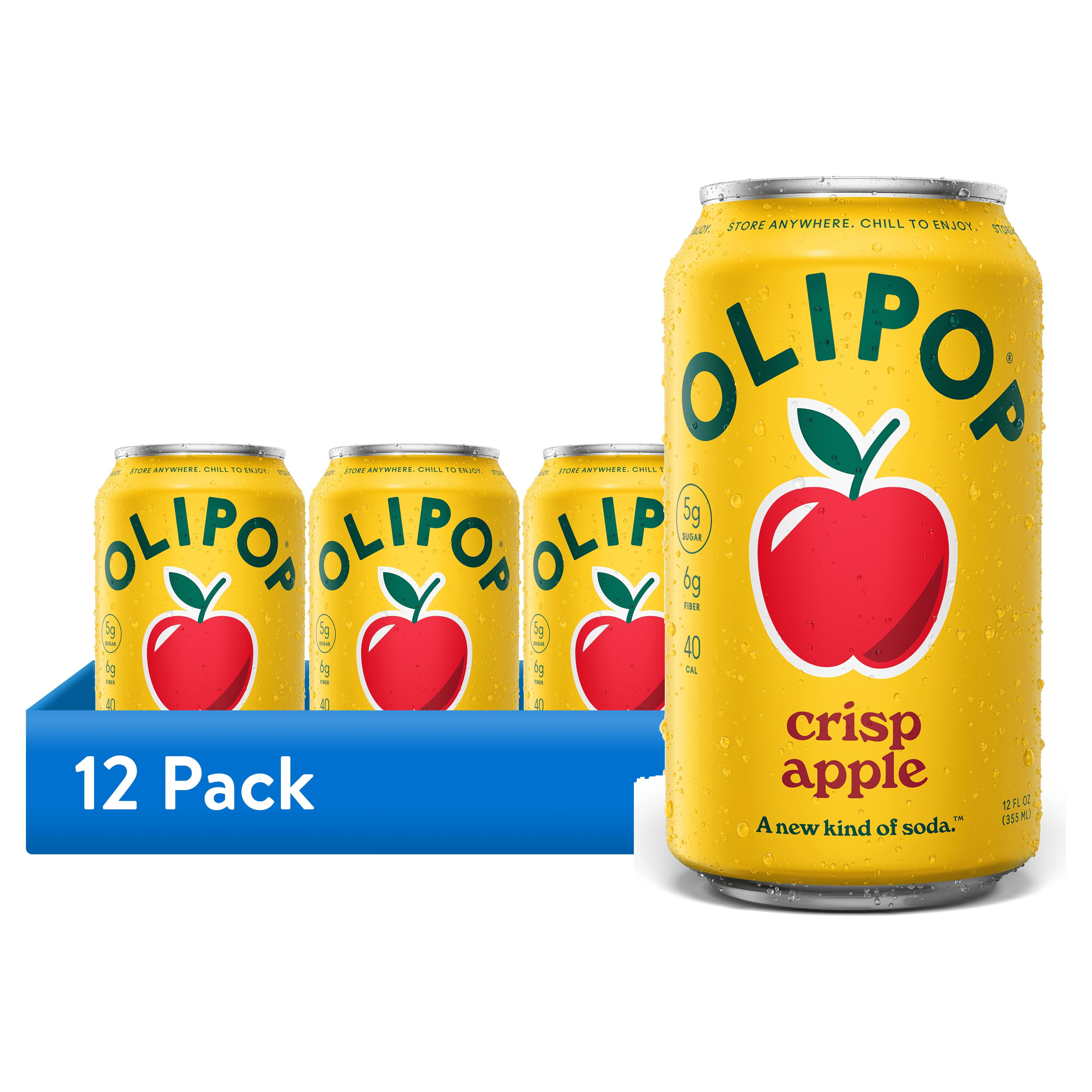 (12 pack) Olipop Prebiotic Soda, Beverages with Prebiotics, Botanicals & Plant Fiber, Crisp Apple, 12 fl oz