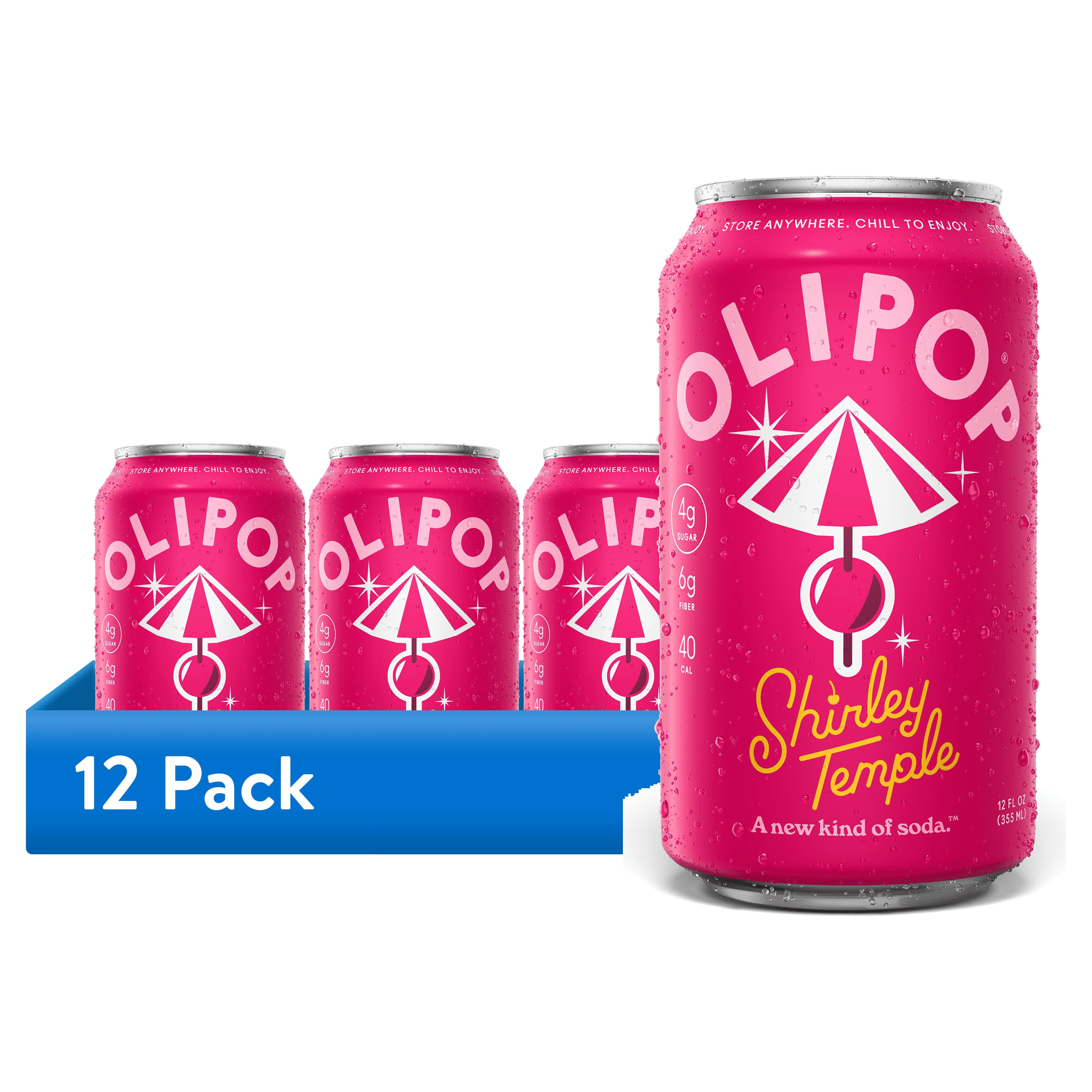 12 pack) Olipop Prebiotic Soda Pop, Shirley Temple, High Fiber, 12
