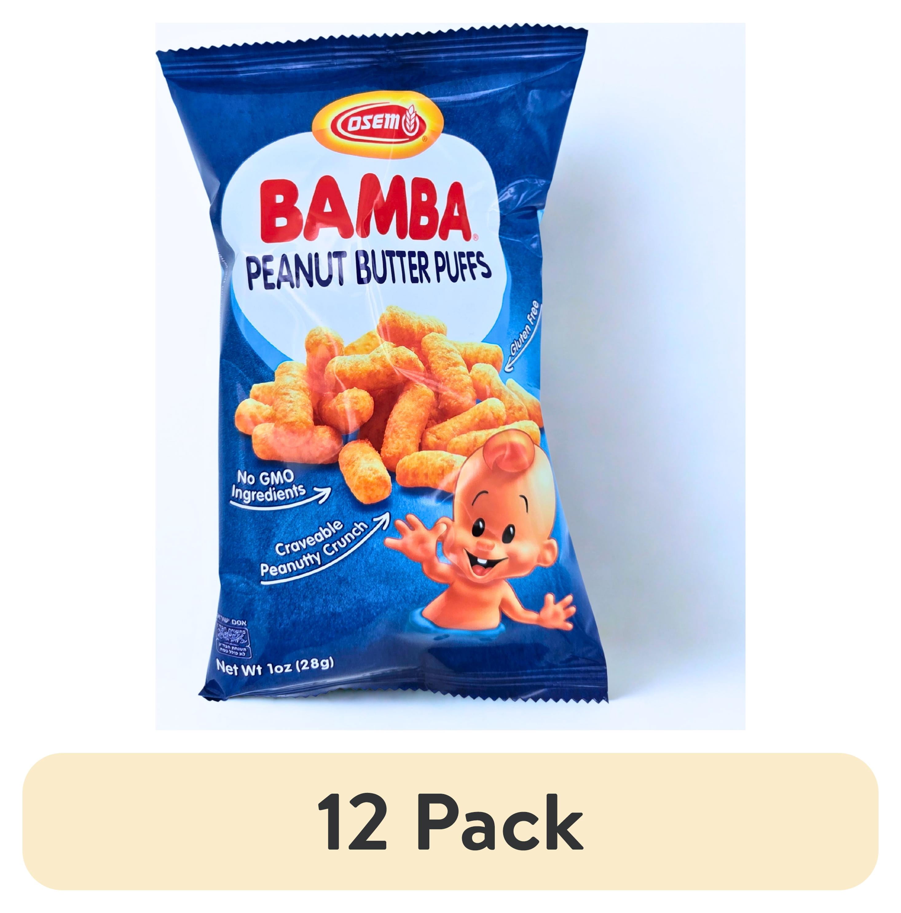 (12 pack) Osem Bamba Peanut Butter Puffs, 1oz