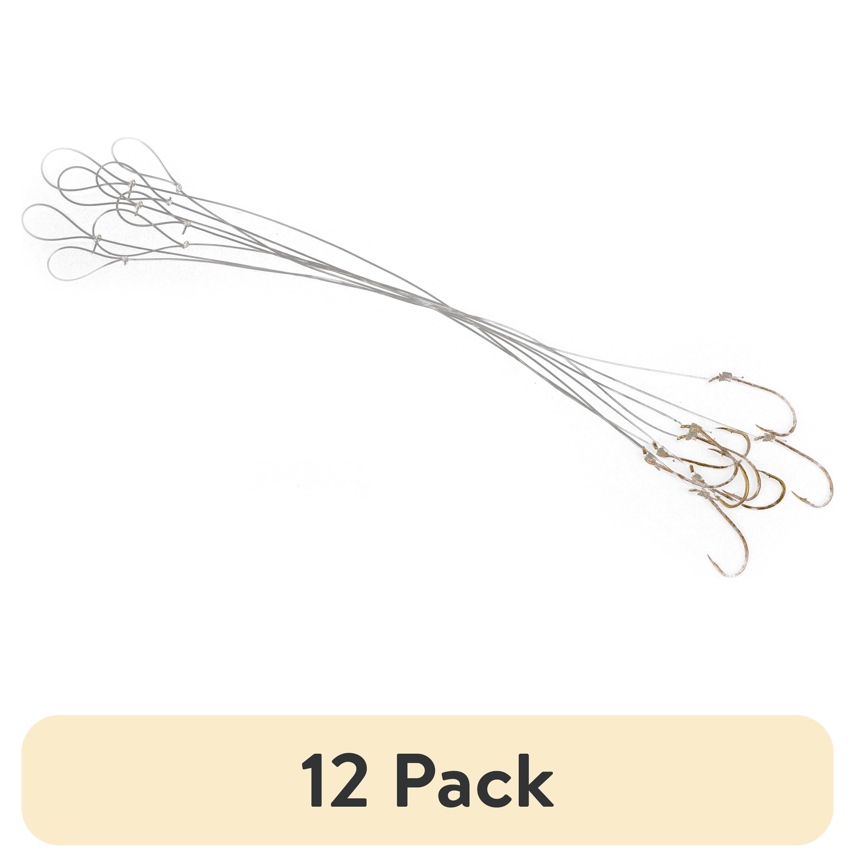 (12 pack) Ozark Trail Plain Shank Snelled Fishing Hooks, Size 4, 8-Pack