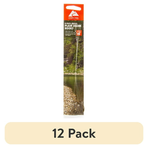 (12 pack) Ozark Trail Plain Shank Snelled Hooks Size #4 8 Pcs per package.