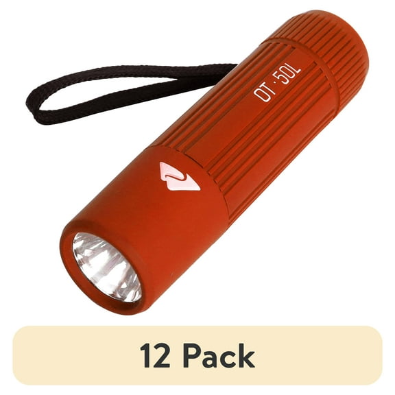 (12 pack) Ozark Trail Single Mini LED Flashlight, 50 Lumens, Handheld, 3 AAA Batteries, Red