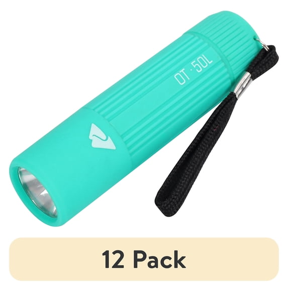 (12 pack) Ozark Trail Single Mini LED Flashlight, 50 Lumens, Handheld, 3 AAA Batteries, Teal