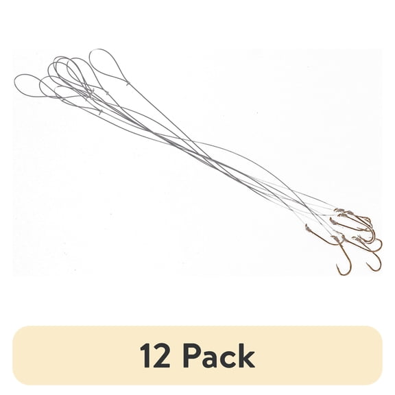 (12 pack) Ozark Trail Snelled Plain Shank Fishing Hooks, Size 6, 8-Pack
