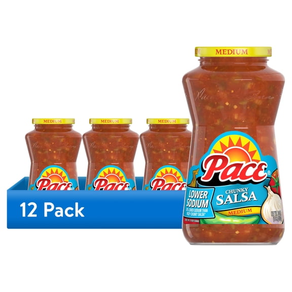 (12 pack) Pace Lower Sodium Chunky Medium Salsa, 16 oz Jar
