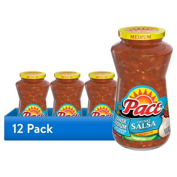 (12 pack) Pace Lower Sodium Chunky Medium Salsa, 16 oz Jar