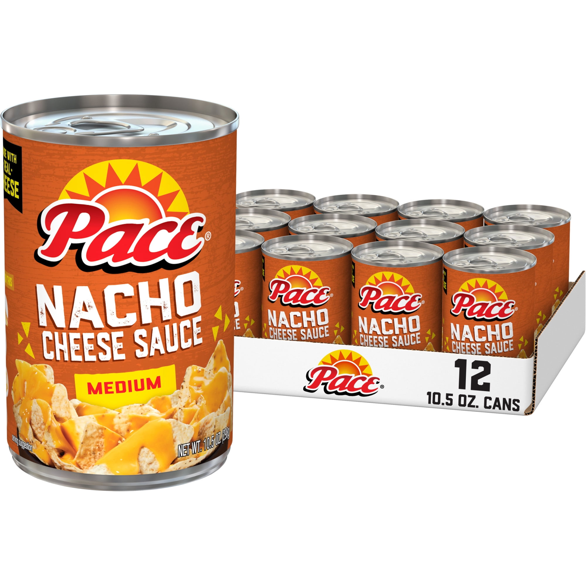 (12 pack) Pace Medium Nacho Cheese Sauce, 10.5 oz Can