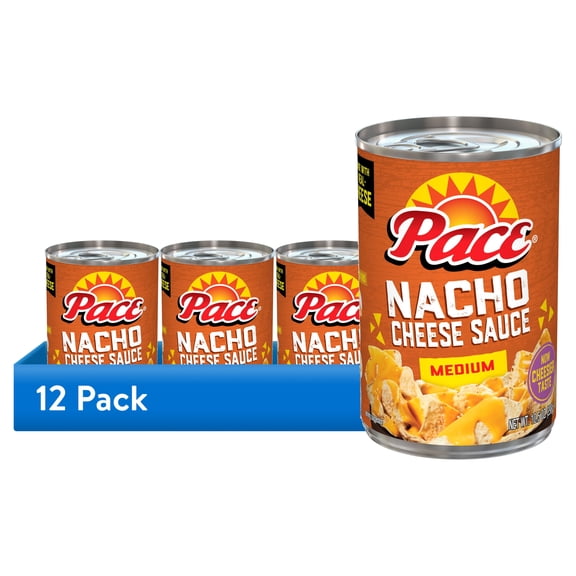 (12 pack) Pace Medium Nacho Cheese Sauce, 10.5 oz Can