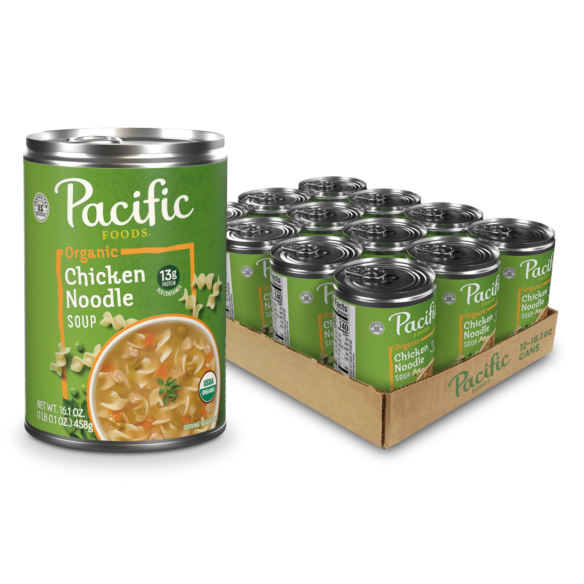 (12 pack) Pacific Foods Organic Chicken Noodle Soup, 16.1 oz Can