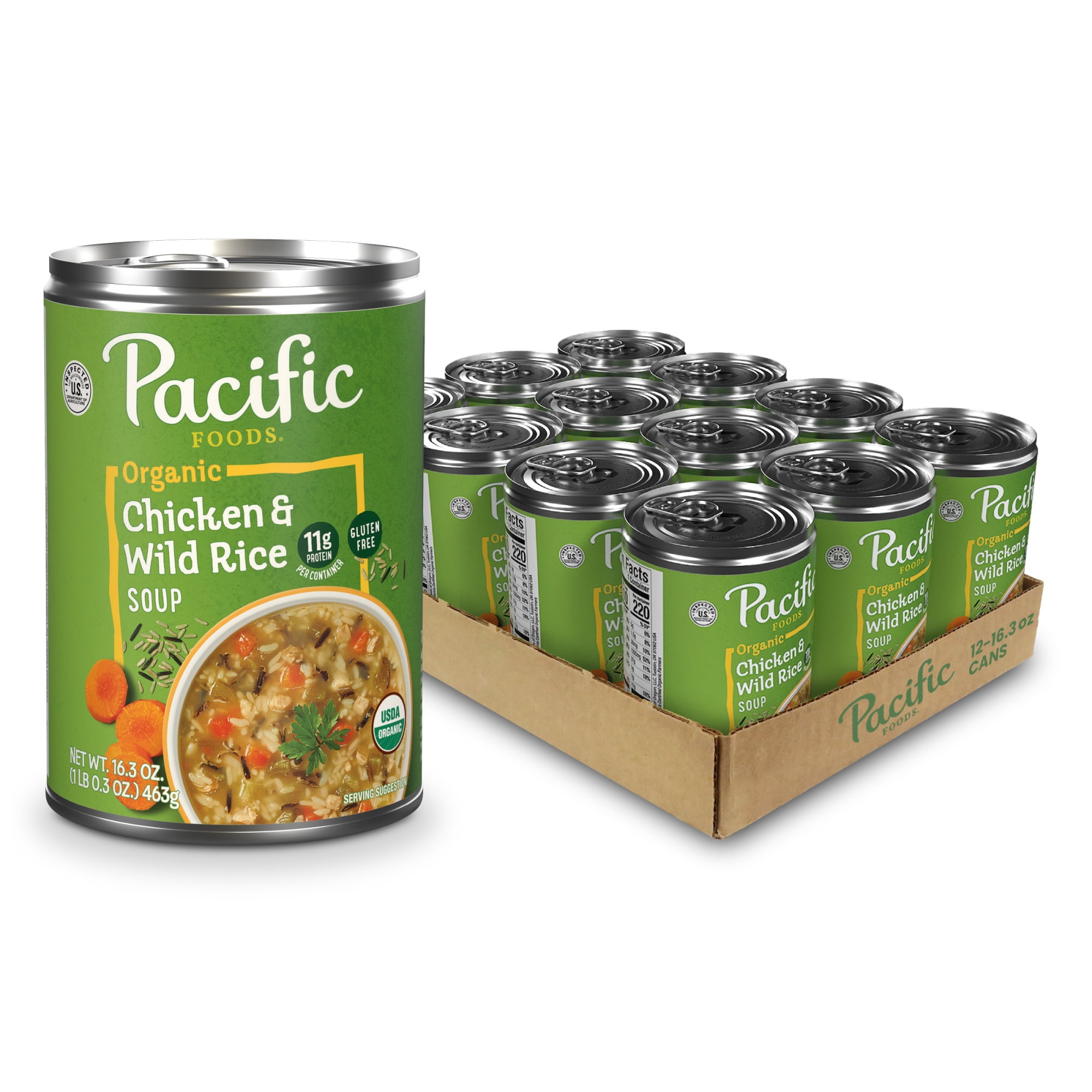(12 pack) Pacific Foods Organic Chicken and Wild Rice Soup, 16.3 oz Can
