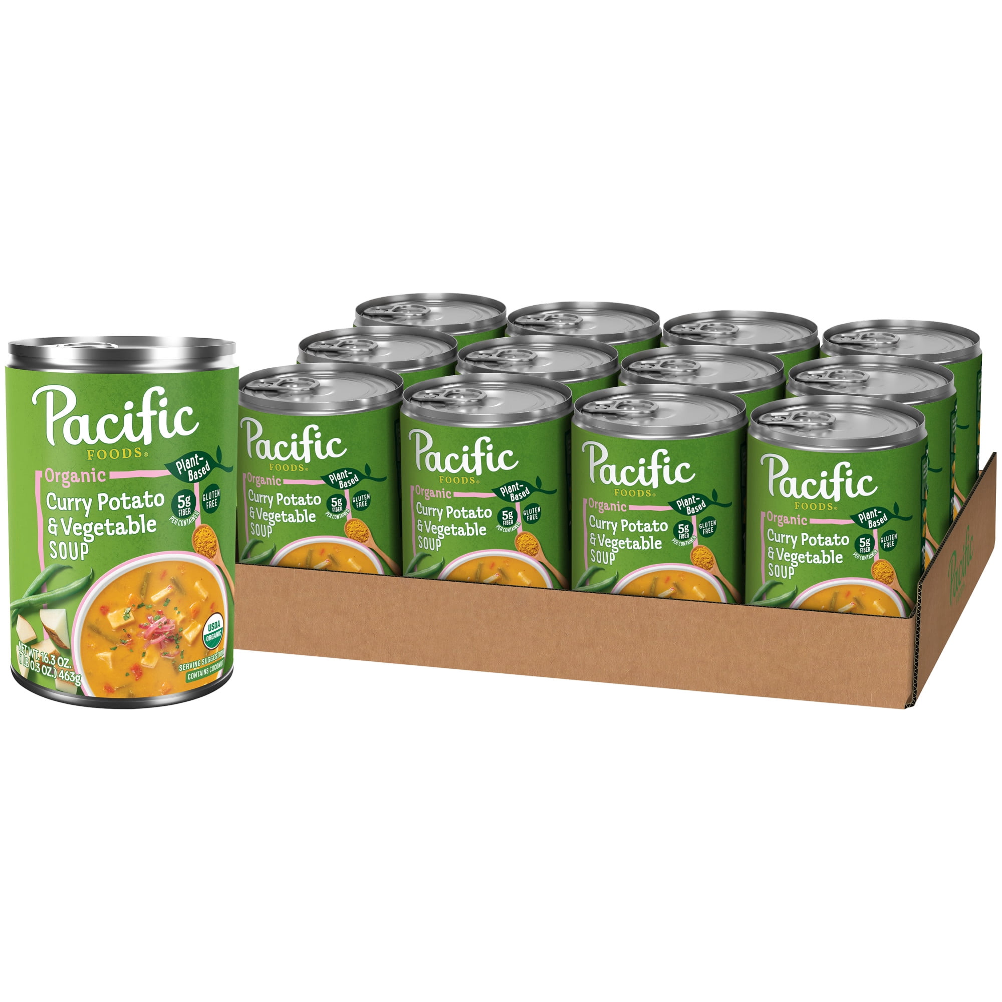 (12 pack) Pacific Foods Organic Curry Potato and Vegetable Soup, 16.3 oz Can
