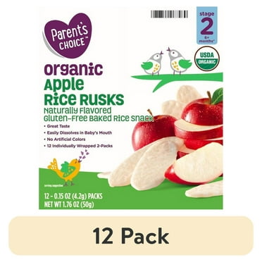 (12 pack) Parent's Choice Apple Rice Rusks 2nd Stage 6+ Months, 1.76 oz