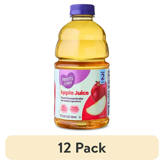 (12 pack) Parents Choice Apple Juice from Concentrate, 32 fl oz