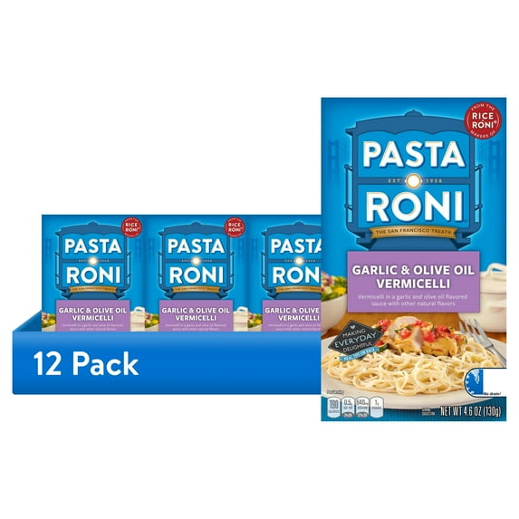 (12 pack) Pasta Roni Garlic & Olive Oil Vermicelli, 4.6 oz Box